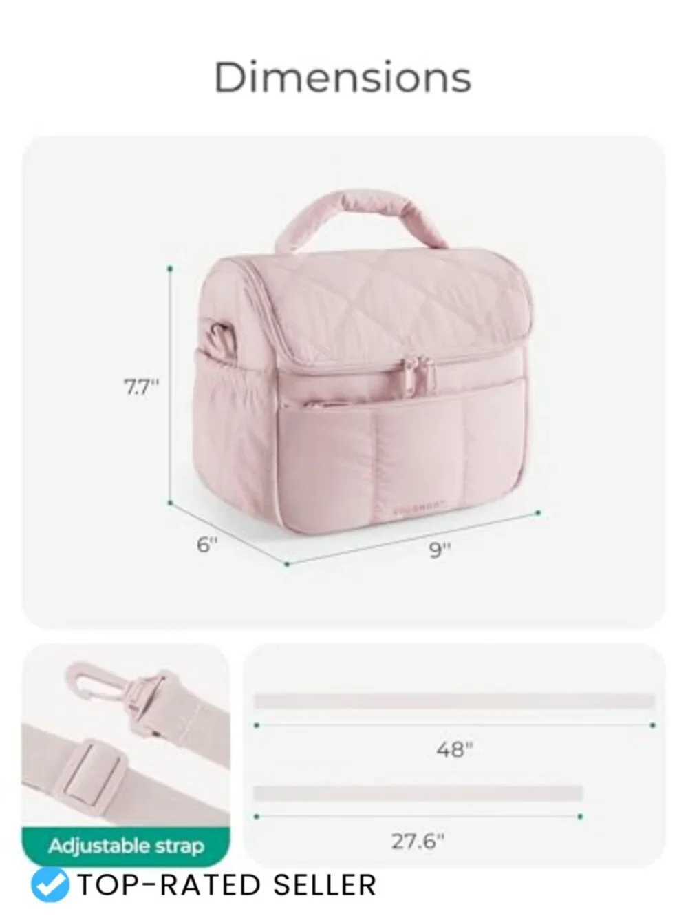 Insulated Quilted Lunch Tote, Padded Waterproof Cooler Bag for Work Picnic